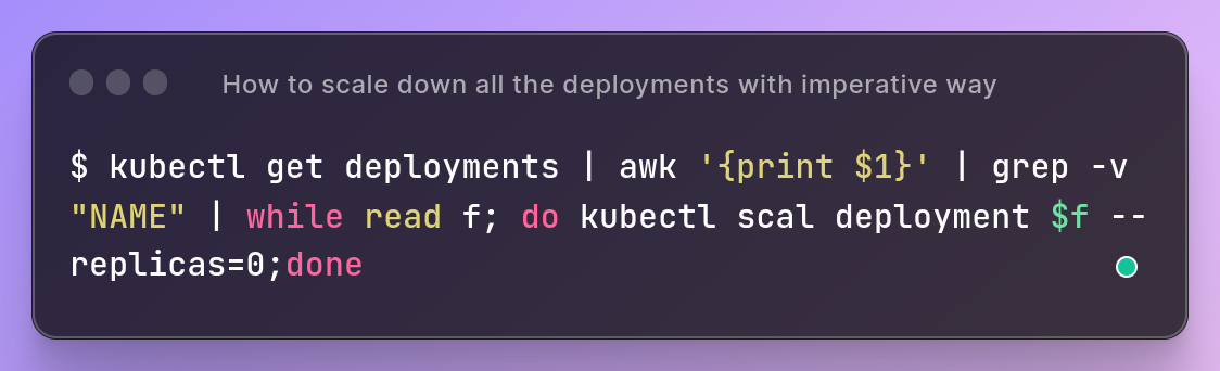 How to scale down all the deployments with imperative way